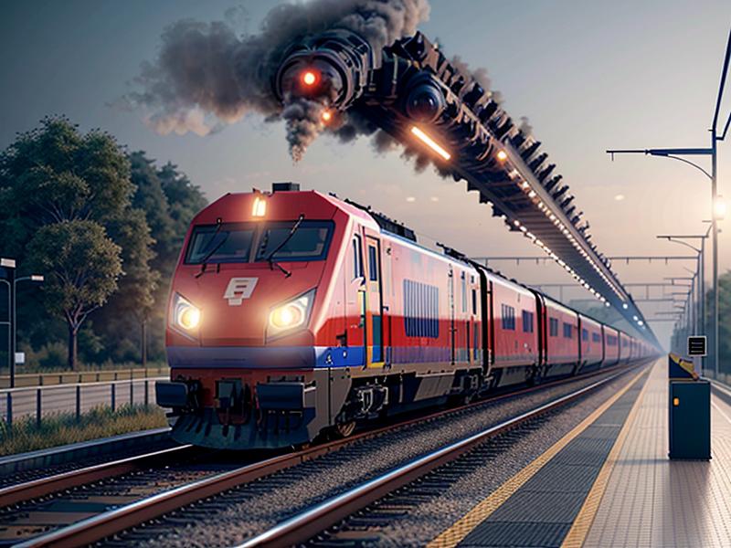 鉄道・交通インフラにおけるAI活用を表す未来的なビジュアル