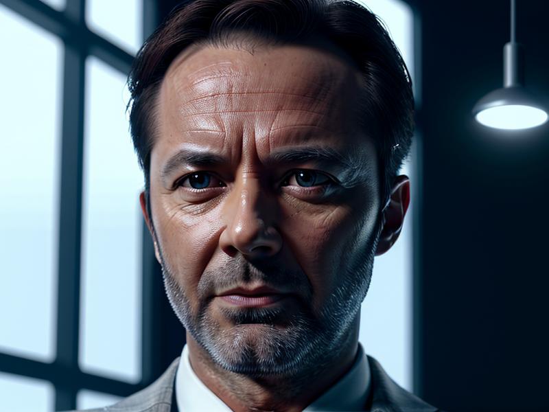 AIコンサルタントとして成功したDさんのストーリーを表す未来的なビジネスビジュアル