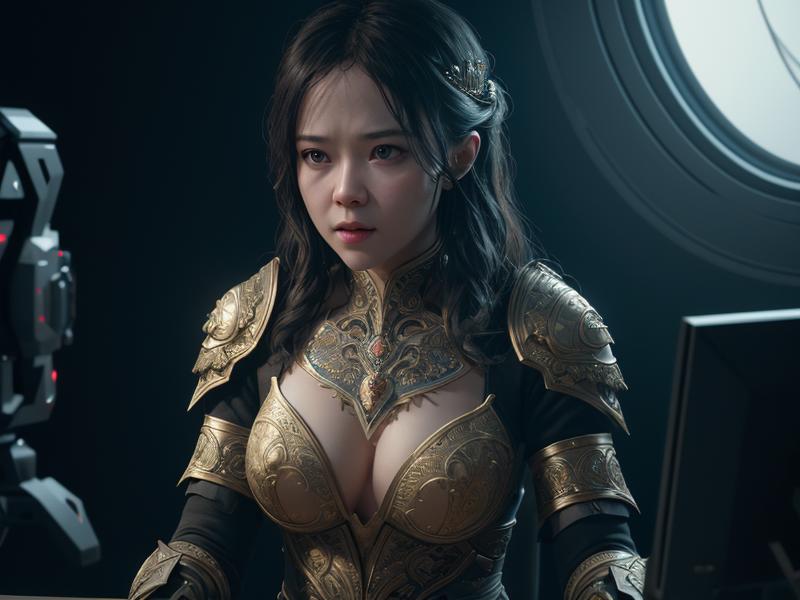 映画スタジオでAIが映像制作を支援する近未来的なイメージ